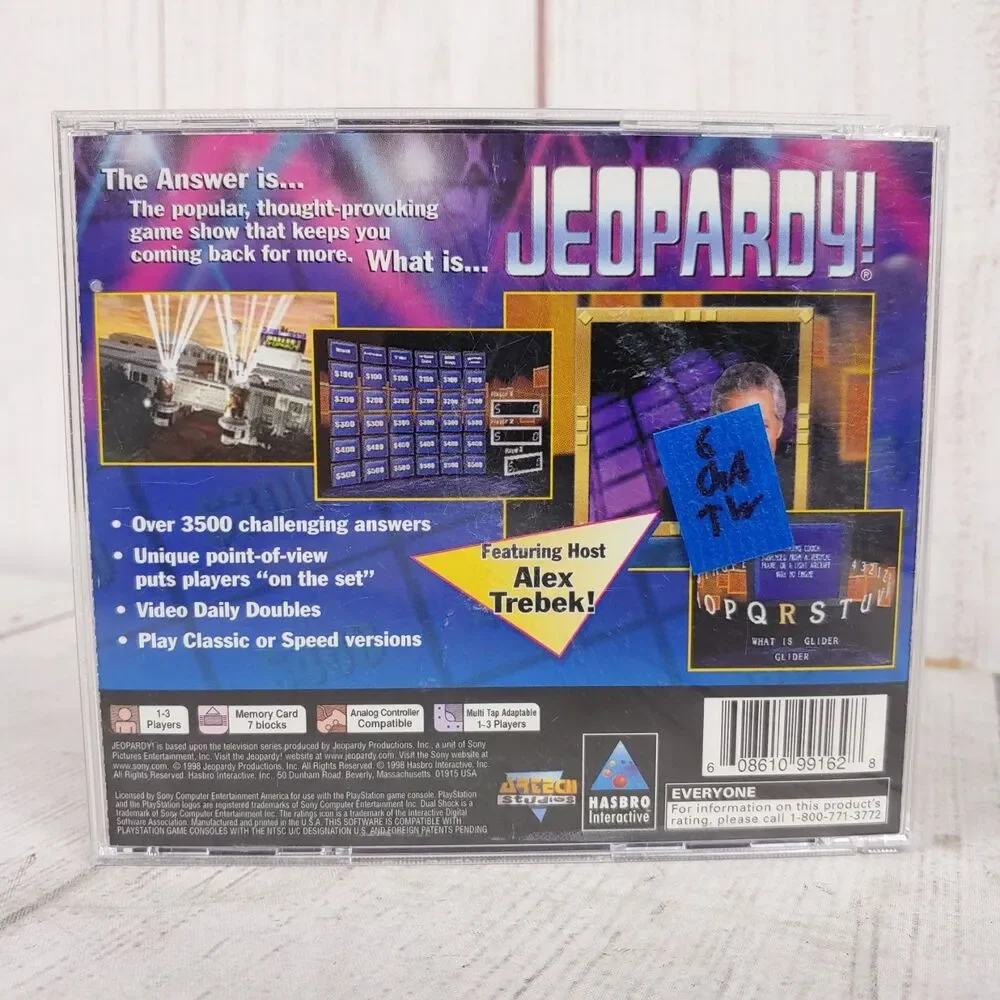 Jeopardy! Sony PlayStation 1 PS1 Game CIB Alex Trebek Hasbro SLUS-00682 USED